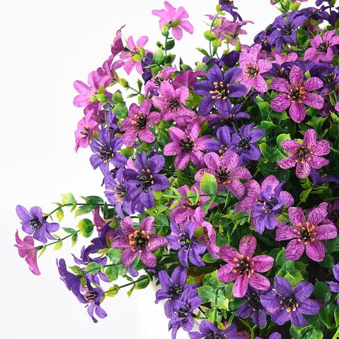 Artificial Flowers for Outdoors, 12 Bundles Multicolor Faux Silk Flower Spring Summer Decoration, Artificial Plants Fake Outdoor Flowers UV Resistant No Fade for Home Planter Porch Patio Yard Decor in Saudi Arabia