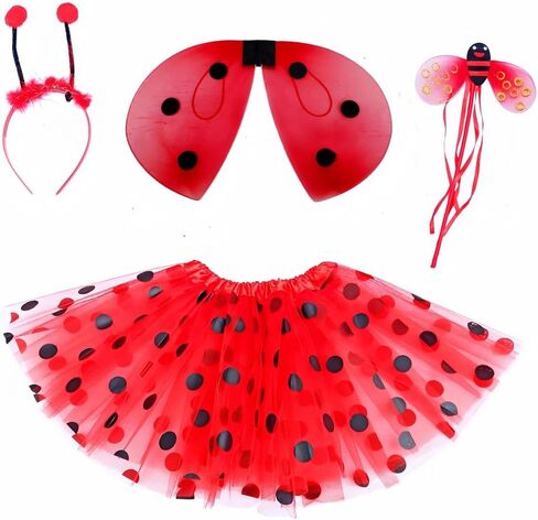 4 PC Girls Fairy Wings Butterfly Costume Set with Wings, Tutu, Wand & Halo in Saudi Arabia