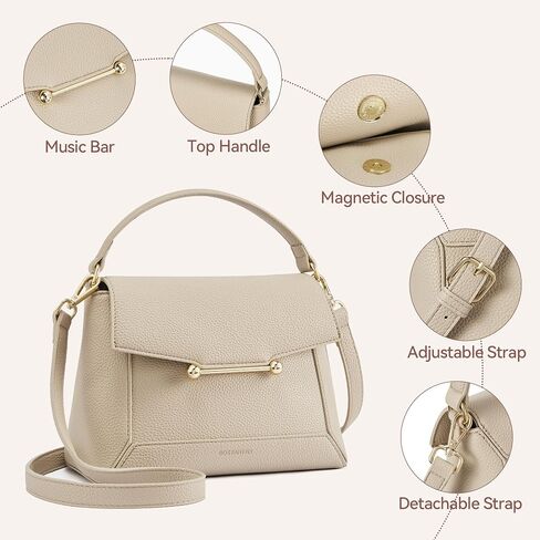 BOSTANTEN Small Crossbody Bags for Women Trendy Top Handle Shoulder Purse Vegan Leather Handbags with Flap in Kuwait