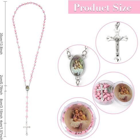 12 PCS Guardian Baby Angel Pink Bead Scented Rosaries Baptism Favors for Girls,Recuerdos De Bautizo Para Niña,Rosarios Catolicos 12 Pack Para Recuerdos,Recuerdos De Primera Comunion Niña in Saudi Arabia