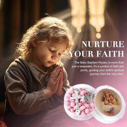 12 PCS Guardian Baby Angel Pink Bead Scented Rosaries Baptism Favors for Girls,Recuerdos De Bautizo Para Niña,Rosarios Catolicos 12 Pack Para Recuerdos,Recuerdos De Primera Comunion Niña in Saudi Arabia