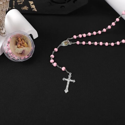 12 PCS Guardian Baby Angel Pink Bead Scented Rosaries Baptism Favors for Girls,Recuerdos De Bautizo Para Niña,Rosarios Catolicos 12 Pack Para Recuerdos,Recuerdos De Primera Comunion Niña in Saudi Arabia