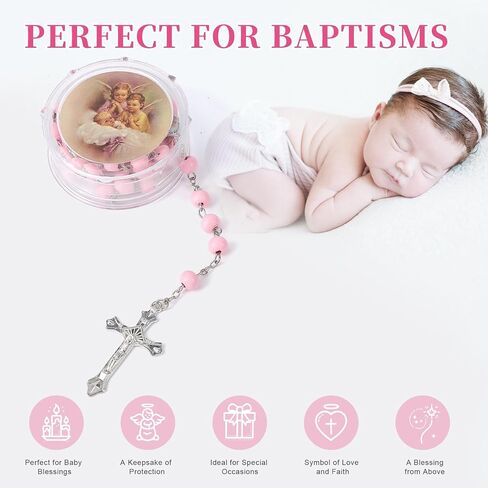 12 PCS Guardian Baby Angel Pink Bead Scented Rosaries Baptism Favors for Girls,Recuerdos De Bautizo Para Niña,Rosarios Catolicos 12 Pack Para Recuerdos,Recuerdos De Primera Comunion Niña in Saudi Arabia