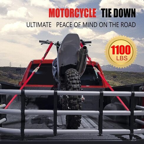 Motorcycle Tie Down Straps (2 Pack) Lab Tested 3,300lb Break Strength, Steel Cambuckle Tiedown Set with Integrated Soft Loops - Better Than a Ratchet Red in Kuwait