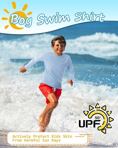 الأولاد قميص سباحة للطفح الأولاد ، UPF 50+ حماية من أشعة الشمس بأكمام طويلة للأطفال شباب ، Rashguard Surf Phorts Resherts Reshirts in Kuwait