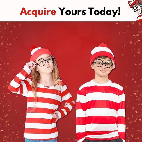 Wheres Waldo Hat and Glasses -Great for Harry Potter Glasses w/Wheres Waldo Costume Beanie -Waldo Glasses w/White & Red Beanie Hat -Pom Pom Beanie & Circle Glasses for Men - Wheres Waldo Accessories in Saudi Arabia