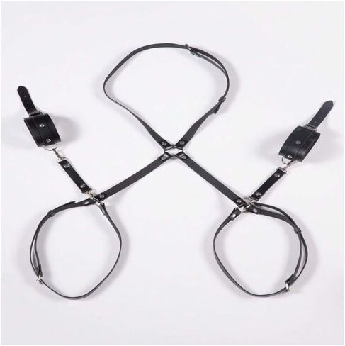 WDIRARA Women's Punk PU Leather Thigh Garter Belts Body Chain Rave Party Accessories with Handcuffs in Saudi Arabia