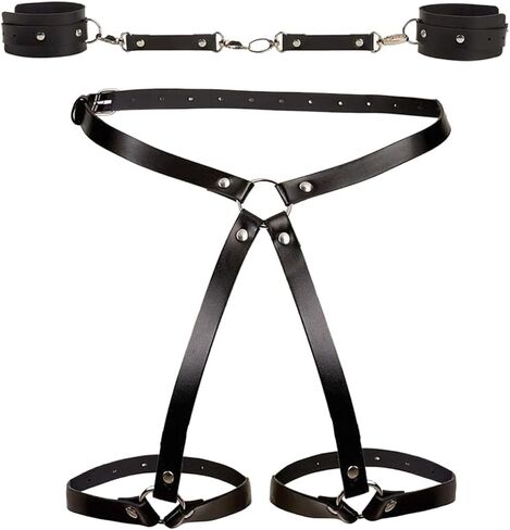 Wdirara Women's Punk Pu Leather Wather Barter Bodt Body Body Chain Association مع الأصفاد in Kuwait