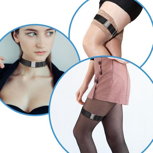 سيبا 2PCS أحزمة الرباط النسائية بالإضافة إلى الحجم قابلة للتعديل مرنة عالية الحزام الحزام الرباط أحزمة الرباط مطار الساق عصابات سود in Saudi Arabia