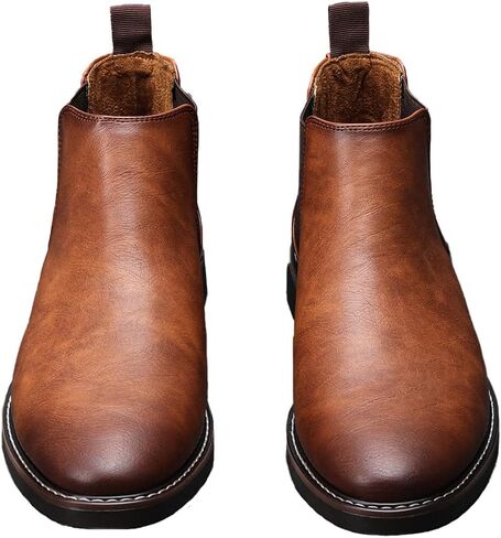 Harssidanzar Men Chelsea Ankle Boots Casual Dress Boots Ankle Classic Slip on Boots KM303US in Saudi Arabia