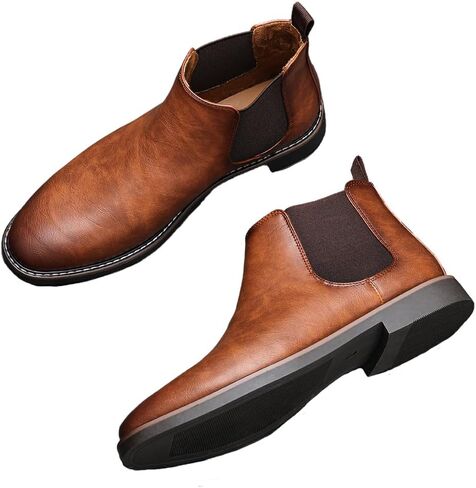 Harssidanzar Men Chelsea Ankle Boots Casual Dress Boots Ankle Classic Slip on Boots KM303US in Saudi Arabia
