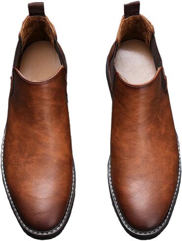 Harssidanzar Men Chelsea Ankle Boots Casual Dress Boots Ankle Classic Slip on Boots KM303US in Saudi Arabia