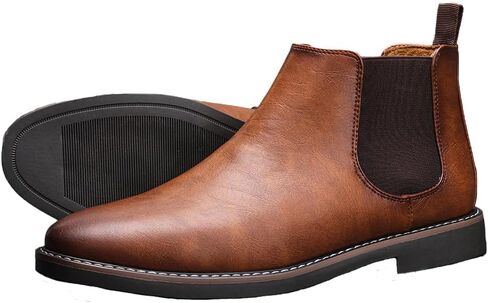 Harssidanzar Men Chelsea Ankle Boots Casual Dress Boots Ankle Classic Slip on Boots KM303US in Saudi Arabia