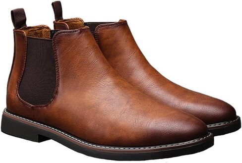 Harssidanzar Men Chelsea Ankle Boots Casual Dress Boots Ankle Classic Slip on Boots KM303US in Saudi Arabia