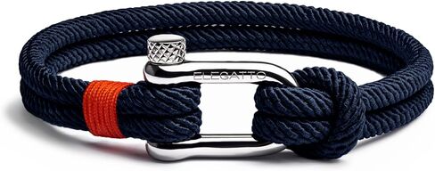 Elegatto Alchor Premium Rope Bracelet for Men | Nylon Marine Cord with Silver Polished Stainless Steel Shackle Closure | Waterproof and Fade-Resistant | Men’s Designer Bracelets in Saudi Arabia