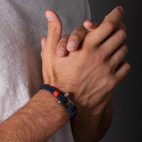 Elegatto Alchor Premium Rope Bracelet for Men | Nylon Marine Cord with Silver Polished Stainless Steel Shackle Closure | Waterproof and Fade-Resistant | Men’s Designer Bracelets in Saudi Arabia