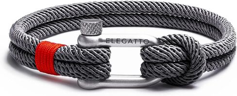 Elegatto Alchor Premium Rope Bracelet for Men | Nylon Marine Cord with Silver Polished Stainless Steel Shackle Closure | Waterproof and Fade-Resistant | Men’s Designer Bracelets in Saudi Arabia