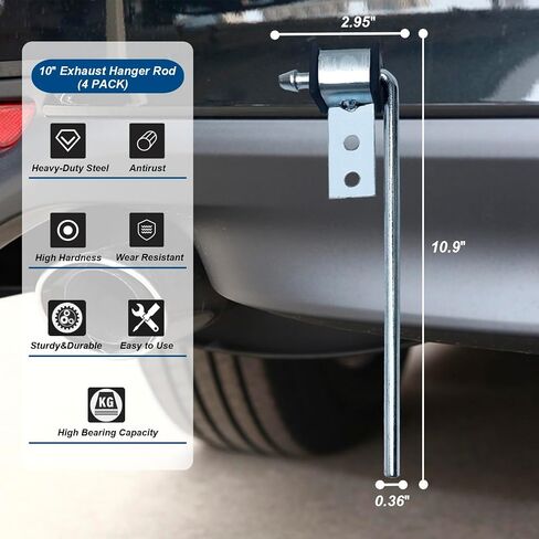 Heavy Duty Exhaust Hanger Rod -3/8" Rod 10" Long Muffler Hanger Exhaust Hanger - Bolt On/Weld On for Automotive(4 Pack) in Saudi Arabia