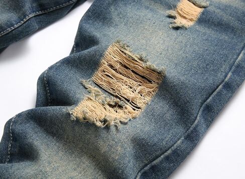 Boy's Ripped Jeans Stacked Skinny Fit Destroyed Distressed Fashion Comfy Denim Jeans Pants in Saudi Arabia