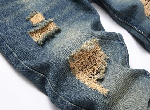 Boy's Ripped Jeans Stacked Skinny Fit Destroyed Distressed Fashion Comfy Denim Jeans Pants in Saudi Arabia