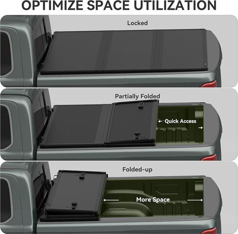 AUTOSAVER88 FRP Hard Tri-fold Truck Bed Tonneau Cover Compatible with Jeep Gladiator JT 2020 2021 2022 2023 2024 2025 5 ft Bed with Trail Rail System in Saudi Arabia