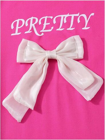 Verdusa Cute Outfits for Girls 10-12 Bows Summer Clothes Graphic Tees with Straight Leg Jeans Set in Saudi Arabia