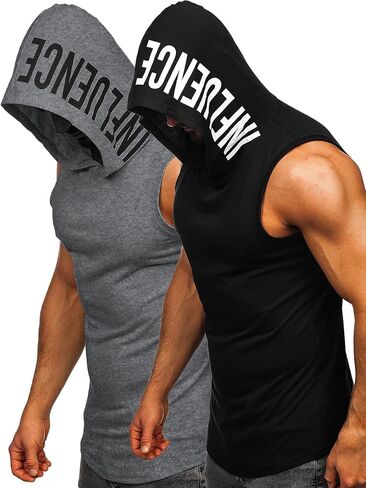 Flyfirefly Men's 2 Pack Pack Toiling Tank Tops Bodybuilding Athletic Muscle Muscle Cut Off Tirt Gym Hoodies in Kuwait