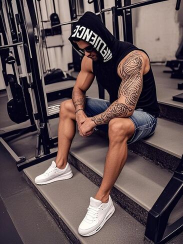 Flyfirefly Men's 2 Pack Pack Toiling Tank Tops Bodybuilding Athletic Muscle Muscle Cut Off Tirt Gym Hoodies in Kuwait