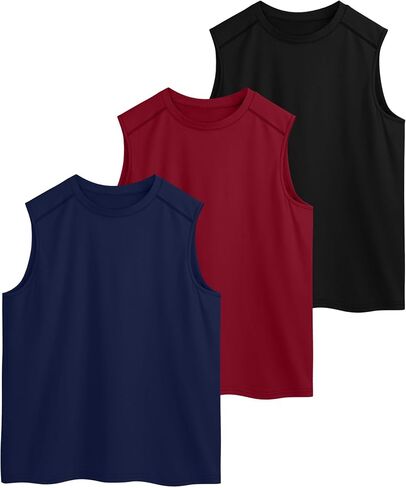 3 Pack Men's Big and Tall Tank Tops, Crewneck Sleeveless Tee Shirts Cotton Workout Swim Running Gym Muscle Shirts in Saudi Arabia