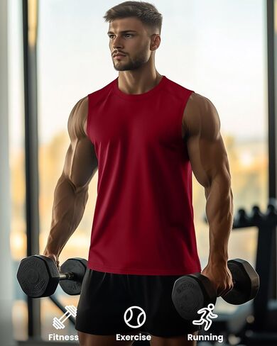 3 Pack Men's Big and Tall Tank Tops, Crewneck Sleeveless Tee Shirts Cotton Workout Swim Running Gym Muscle Shirts in Saudi Arabia