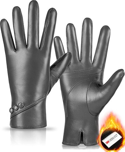 قفازات جلدية من جلد الغنم الأصلي للنساء ، قفازات شاشة تعمل باللمس الدافئة الشتوية in Kuwait