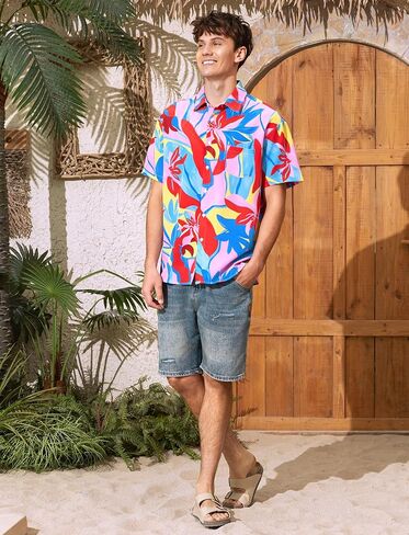 PATPAT Couples Matching Hawaiian Outfits: Beach Vacation Tropical Print Women Spaghetti Strap Maxi Dress or Men Cruise Shirt in Saudi Arabia
