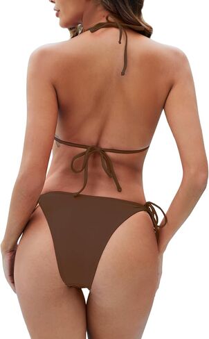 Triangle Bikini Sets for Women Sexy String Thong Two Piece Bathing Suit Spaghetti Strap Cheeky Solid Color Swimsuit in Saudi Arabia