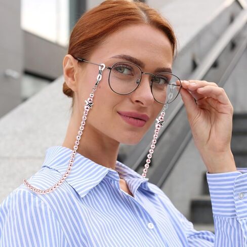 cobee 2 Pcs Pearl Glasses Chain, Eyeglasses Holders Around Neck, Beaded Glasses Chain Strap Cord for Sunglasses Myopic in Saudi Arabia