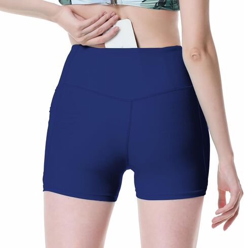 Womens 3/5" Swim Shorts High Waisted Board Shorts Bathing Suit Bottoms in Kuwait