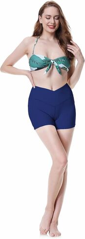 Womens 3/5" Swim Shorts High Waisted Board Shorts Bathing Suit Bottoms in Kuwait