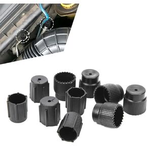 10 PCS Care Air Compledal Cover Cover Kit ، ABS Plastic Low Pressure Cap و High Pressure Cap Cover Wover Wover President ، Universal for معظم السيارات (أسود)