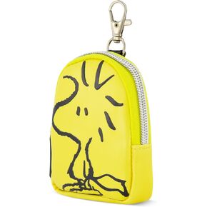 Peanuts Small Coin Purse Wallet with Keychain Clip, Woodstock, One Size, Yellow/Black