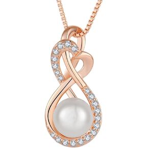 قلادة Infinity 925 Sterling Silver Freshwater Freshwater Pearl Jewelry for Women