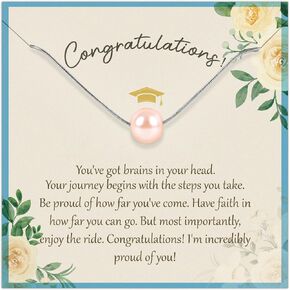 Graduation Gifts for Her Pearl Necklace - Congrats Grad Titanium Steel Jewelry Women Girls Class of 2024