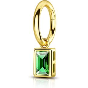 COCHARM 14G Clicker Belly Button Rings Gold Plated Belly Navel Rings for Women Dangle Green CZ Belly Navel Piercing Jewelry Stainless Steel