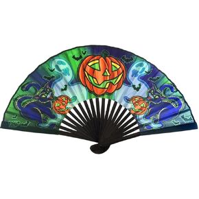 Kreepsville 666 Graves Retro Halloween Pumpkin Fabric Fan Hand Fan