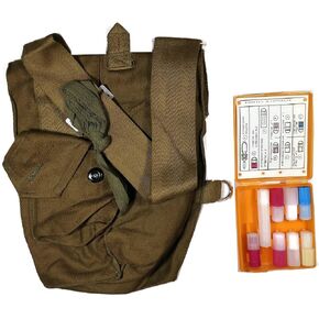 Soviet Civilian Set Russian Canvas Khaki Crossbody Shoulder Bag with USSR AI-2 Individual First Aid Kit Case Orange Cheese Medkit Box for Stalker Cosplay