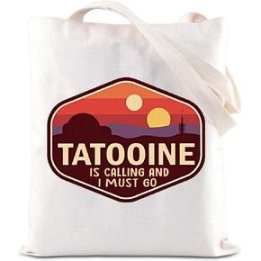 KUIYAI Movie Merchandise Tote Bag Planets Wars Gift Tatooine Sunset Gift Tatooine Is Calling And I Must Go Bag For Fans