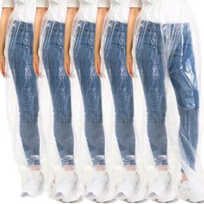 Disposable Rain Pants 5 PCS, Waterproof Plastic Pants Clear with Shoes Cover Outdoor Emergency for Men Women Unisex