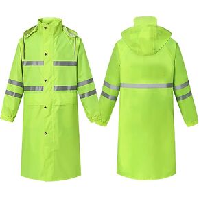 Harssidanzar Mens Long Rain Jacket Outdoor Waterproof Rain Coat Fishing Rain Gear Workwear SM302US