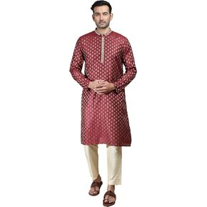Filori Studio - Men's Jacquard Woven Design with Thread Embroidery Long Kurta (Kurta Only)