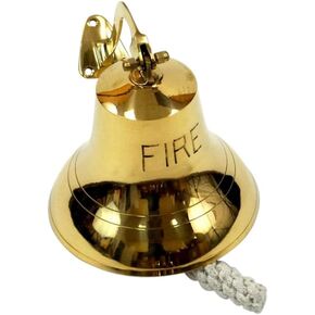Brass FIRE Bell, Antique Finish - Nautical Decor