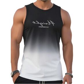 Floerns Men's Ombre Graphic Print Round Neck T Shirts Sleeveless Tank Tops