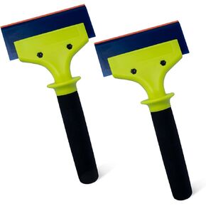 NEWISHTOOL 2 Pack Rubber Squeegee with Nylon Handle for Water Removal, Glass Cleaning, PPF Installing and Window Film Application (5-Inch Blade with Long Handle)